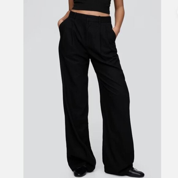 GAP 365 High-Rise Linen Rayon Trouser Pants 4P Black Size 4 PETITE #713998 RT$90 - Picture 2 of 8